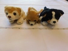 Lot of 3 Dogs Pups unbranded 4.5" Stuffed Animal Plush Doll Plushie Pre-owned