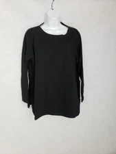 Matthildur Womens  MxM Black Lagenlook Long Sleeve Cotton Top Soft Stretchy S/M