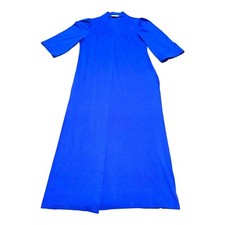 Vintage Miss Elaine Blue Night Gown Housecoat Robe Moomoo Full Length House Coat