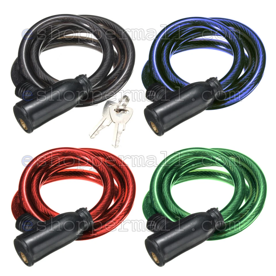 2X Bicycle Cable Lock Bike Lock Heavy Duty 10mm x 36" Anti Theft w/ keys *GREEN* - Image 2 of 4