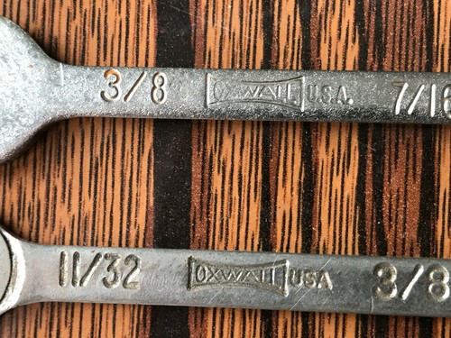 Lot of 5 Vintage Oxwall Wrenches - 4 Combination U.S.A. & 1 Open End Taiwan - Foto 5 di 8