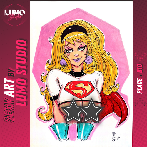 Super Girl (09"x12") by Edson Eike - Lumo Studio Original Comic Art