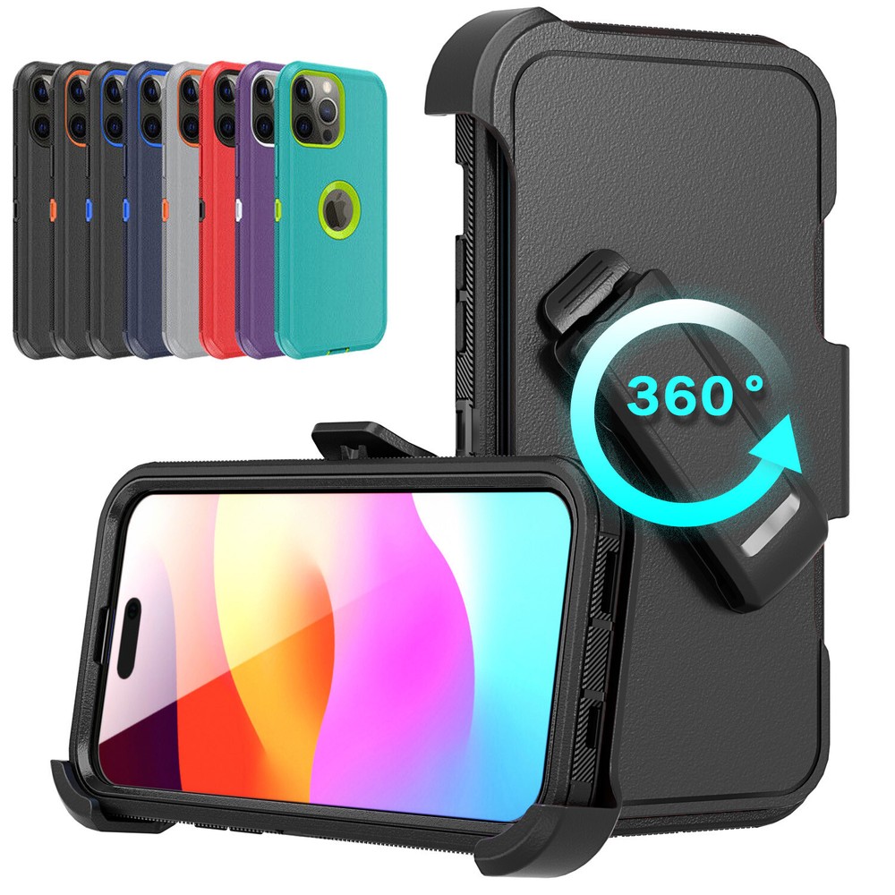 For iPhone 15 14 13 Pro Max 12 11 XR Shockproof Case / Belt Clip Fits Otterbox
