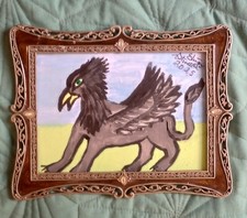 Griffin cryptid mythological winged monster PAINTING REAL ART not AI framed
