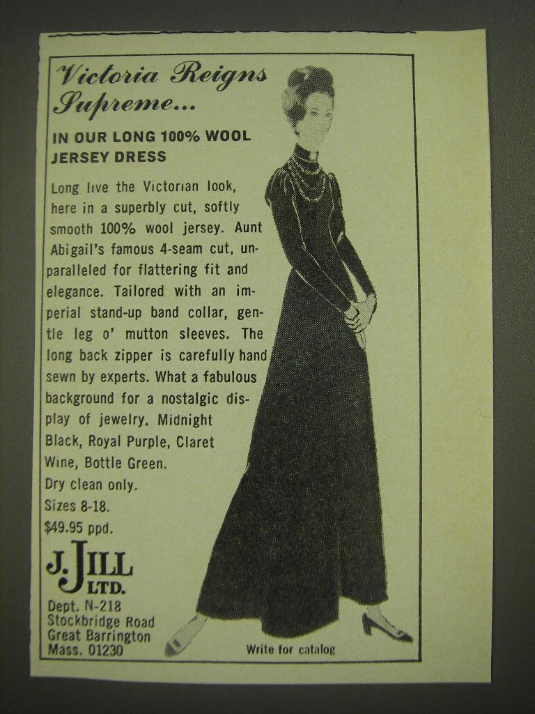 1974 J. Jill Jersey Dress Advertisement   Victoria Reigns Supreme
