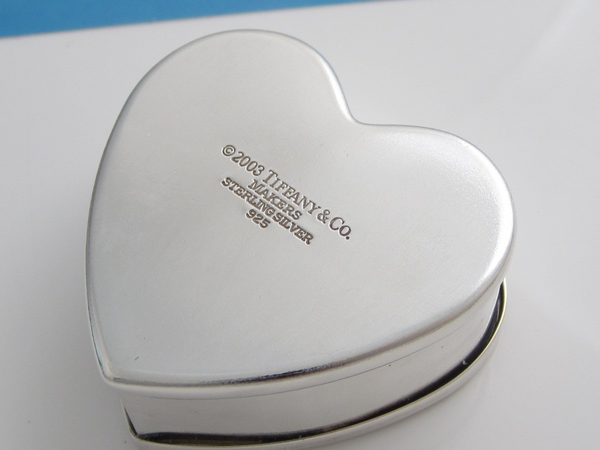 Tiffany & Co RARE Silver Heart Cookie Tin Can Pill Box Container