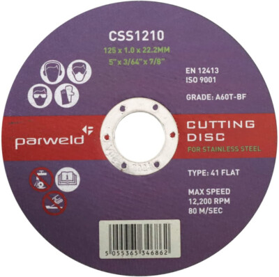 Parweld 125mm (5") Stainless Steel Cutting Discs - 1mm Thin - 50 Pack - Slitting Discs For Metal & Stainless Steel