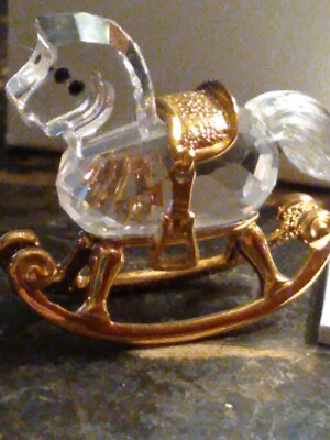 Swarovski Figurine Crystal Memories -Rocking Horse Gold plated