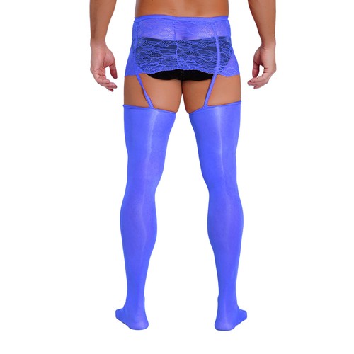 Medias sexy de lencería con tirantes de encaje pantimedias de malla liguero para hombre - Imagen 75 de 104