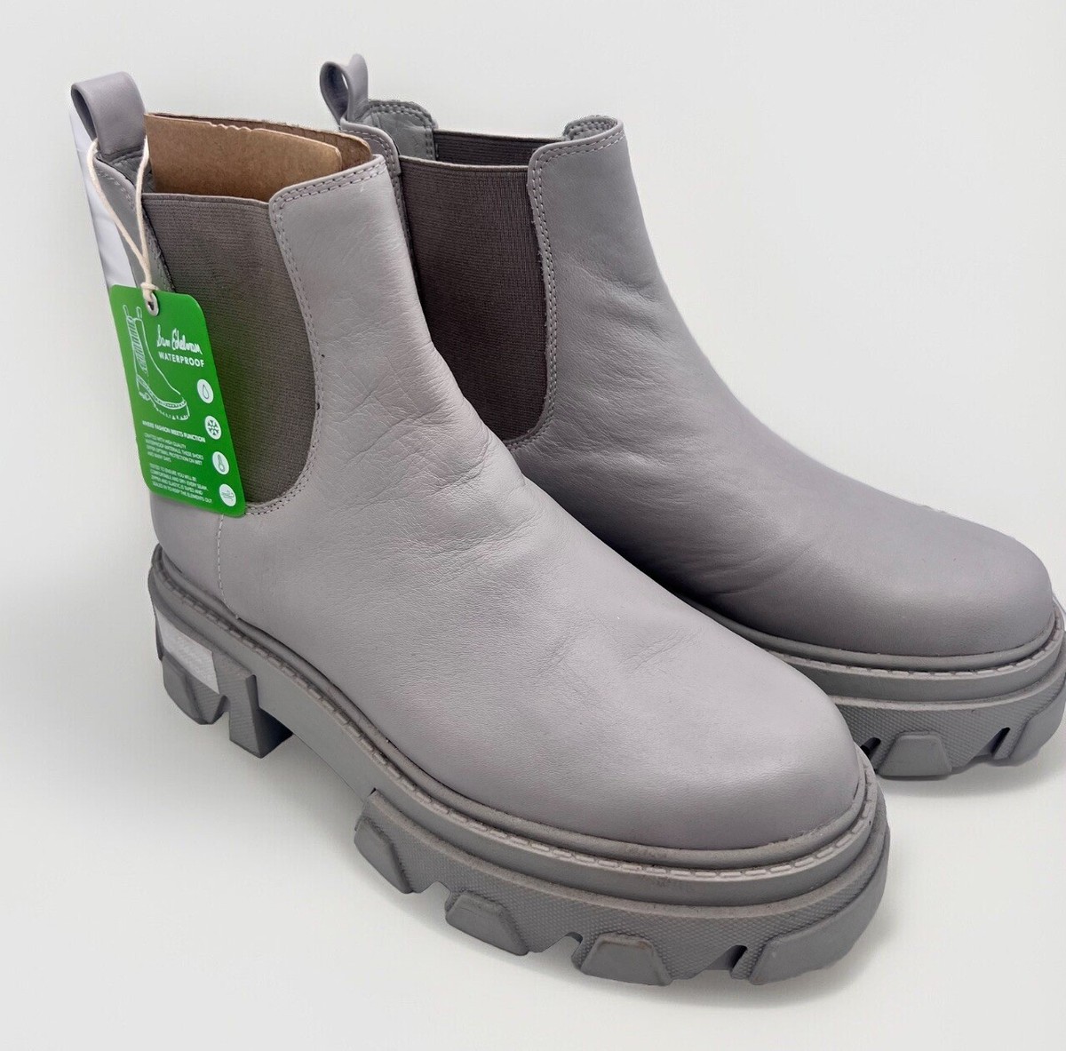 Sam Edelman Daelyn Waterproof Boot - Chunky Heel Gray Rain Winter