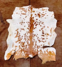 Icelandic Goat Skin, Natural Rustic Animal Hide Pelt, Spotted Nordic Rug Organic