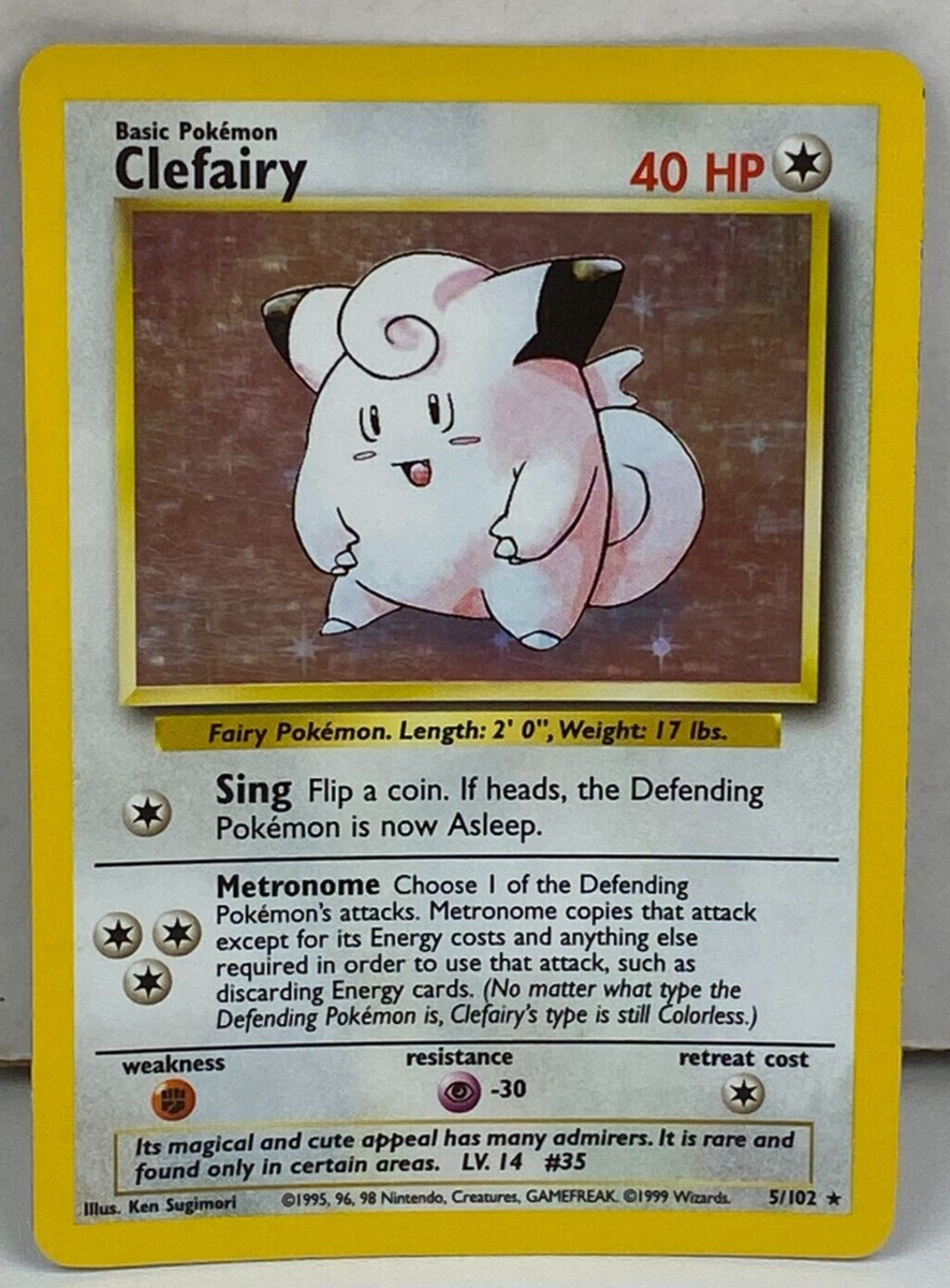 Pokémon TCG Clefairy Base Set 5/102 Holo Unlimited Holo Rare