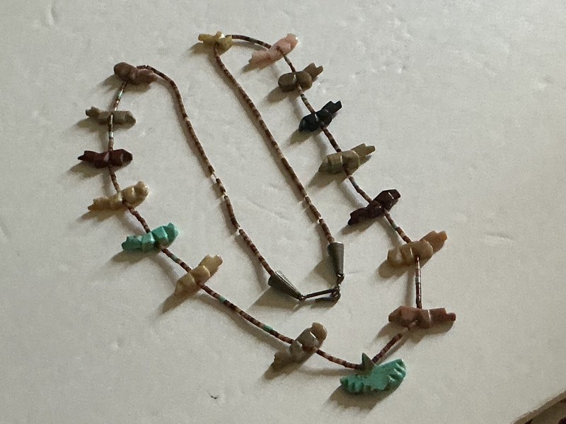 Native American (16) Carved Fetish Necklace 