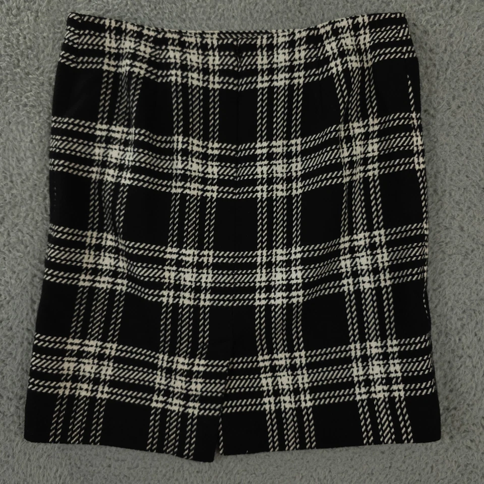 Falda Talbots Mujer 10 Negro Blanco Mezcla de Lana a Cuadros Forrada Lápiz Carrera Oficina Foto 2 de 4