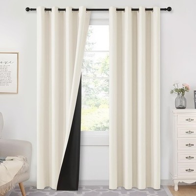 Hochwertige Blickdichte Vorhänge, 2-lagige Gewebetechnologie, 140x225 cm, Beige