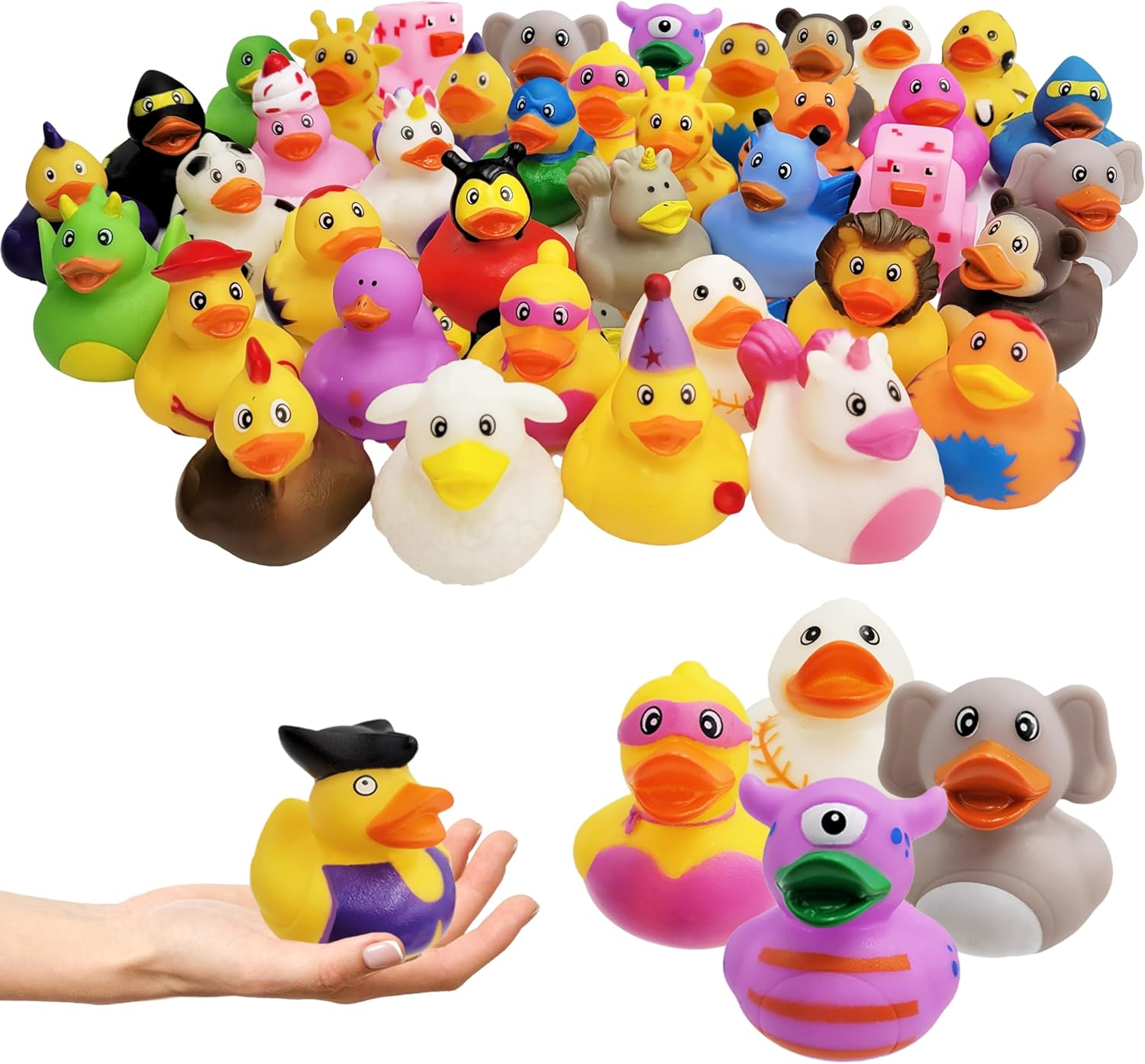 Colorful Assorted Rubber Duckies for Kids Bath Time Fun