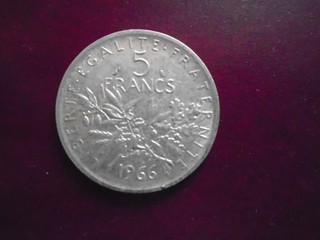 pièce de 5 frs argent type semeuse