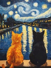 Cat Paint by Numbers Kit for Adults Rolled Canvas DIY Oil Painting Wall Art