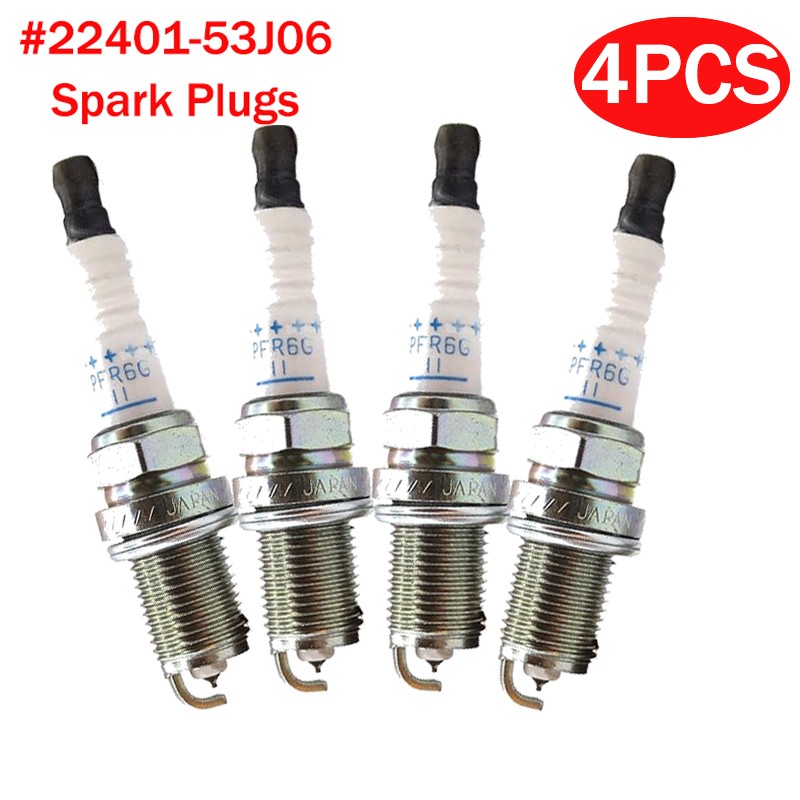 4PCS Spark Plug 22401 53J06 Platinum Fits For Nissan Pathfinder D21 Pickup