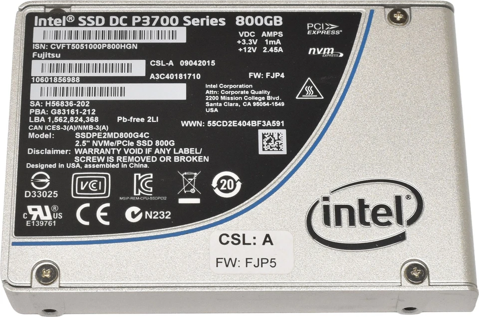 Fujitsu Intel SSD DC P3700 800GB SSDPE2MD800G4C A3C40181710 2.5" NVME/PCIE - Bild 2 von 4