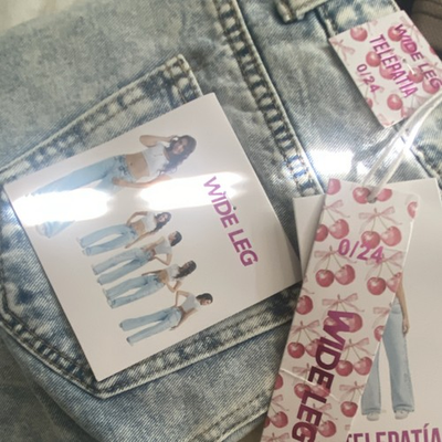 #ad #ad TELEPATÍA Wide Leg Acid Wash Jeans Light Blue Denim with Pockets Juniors $28.00