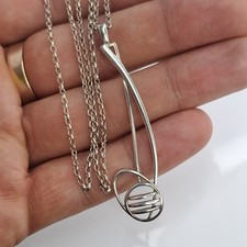 Sterling Silver Rennie Mackintosh Style Pendant Necklace Carrick Jewellery L49K