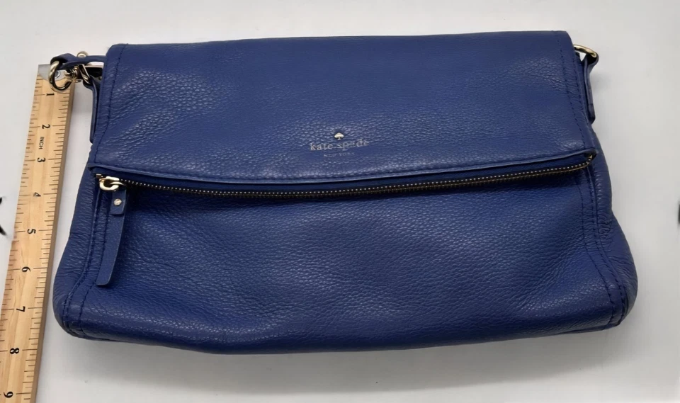 Kate Spade Cobble Hill Carson Fold over Pebbled Leather Crossbody Lapis Blue... - Image 2 of 4