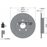 2X Textar 92164003 Bremsscheibe FüR Toyota Auris Corolla Van E15 E18 ZRE1