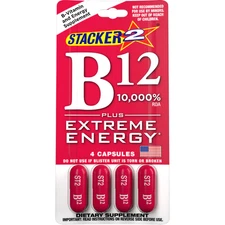 Genuine Stacker B12 Extreme Energy 4/Card (Lot of 6 Cards)= 24 Capsules B12 24