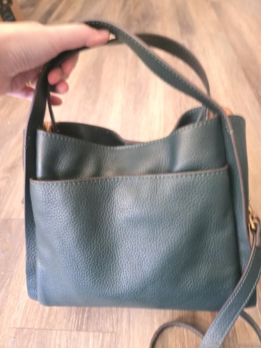 American Leather Co Auburn Convertible triple entry crossbody pebbled teal 