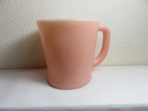 Vintage 1950's  Fire King pink milk glass D handle coffee mug Lot 1