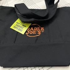 NEW TRADER JOE'S HALLOWEEN MINI CANVAS TOTE BAG - BLACK -  READY TO SHIP!