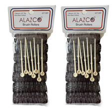 14 Pc Vintage Style Hair Roller Medium BRUSH ROLLERS  PINS Mesh Hair Curlers wi