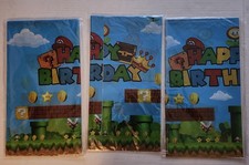FREE Lot of 3 Plastic Super Mario Bros Happy Birthday Video Game Tablecovers NIP