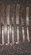SIX SILVER HANDLED ANTIQUE FRUIT KNIVES Sheffield 1909 fully hallmarked handles
