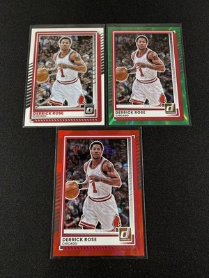 2025-26 Donruss Derrick Rose 3 Card Lot Red Cubic /249 Green Laser Optic