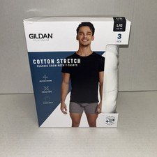 GILDAN PLATINUM COTTON STRETCH CLASSIC CREW NECK T-SHIRTS, L 42  -44" , 3 PACK