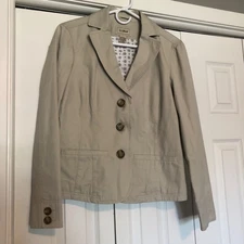 Vintage L.L. Bean Beige Button Down Jacket Women's Size 6
