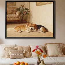 Oil Painting Dog Corgi Beagle Canvas Print Animal Living Room Decor Artwork