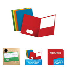 Two Pocket Folder Textured Paper Assorted Colors for School Home Office Letter