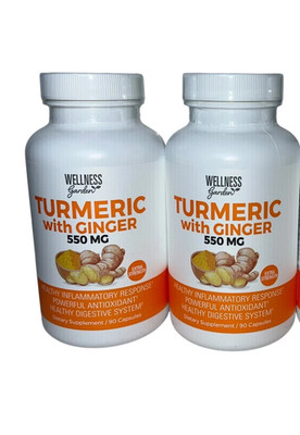 Wellness Garden Turmeric w/ Ginger 90 Cap /Inflammatory & Digest (2 Pack) 9/2028