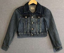 Polo Ralph Lauren Denim Jacket Girls 12 Blue Cropped Distressed Jean Trucker
