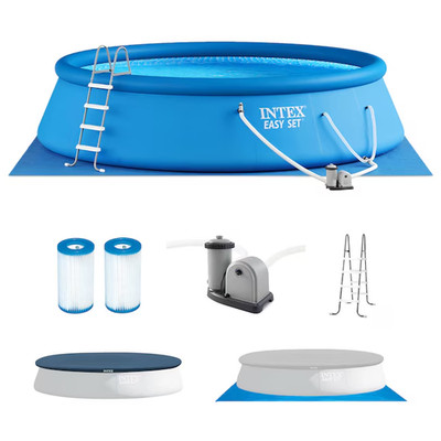 Intex 18-ft x 18-ft x 48-in Inflatable top ring Round Above-Ground Pool