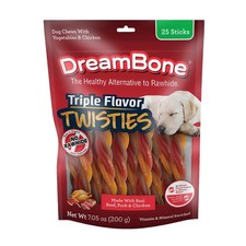 Dreambone Triple Flavor Twisties 25 Count Rawhide-Free Dog Chews Pack of 1