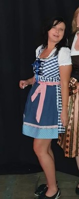 3teiliges blau weißes kariertes Oktoberfest Dirndl - Gr. M