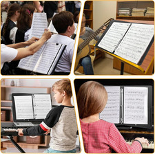 Sheet Music Folder 3 Ring Black 13" X 9.8" Large PU Leather Choir Hand Strap