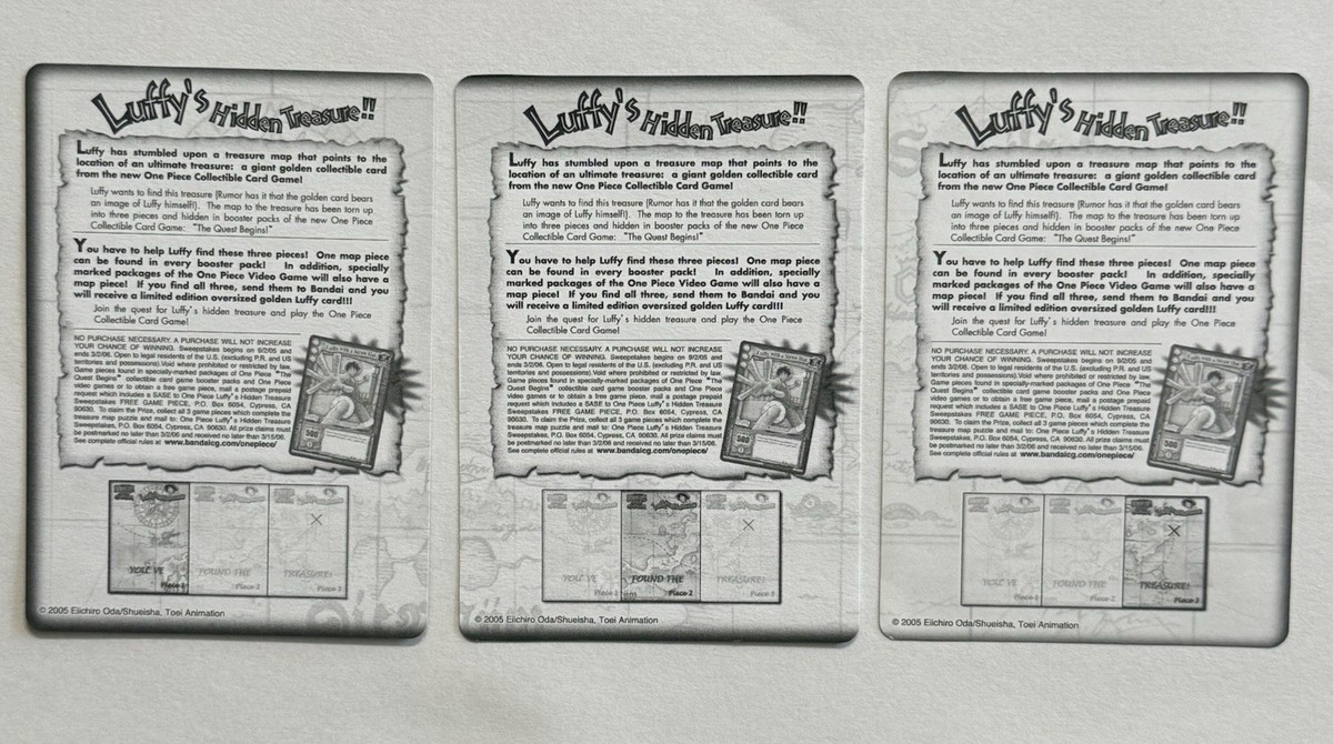 2005 Bandai One Piece CCG The Quest Begins Complete Treasure Map