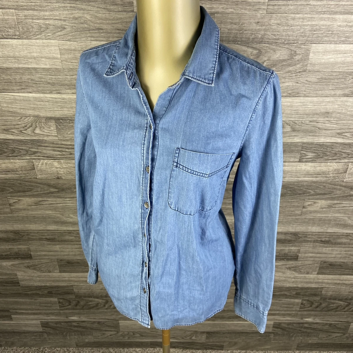 Old Navy Classic Button Down Blue Denim Shirt Women'S Size Small | Ebay