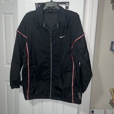 Men's X-Large Full Zip Nike Black Windbreaker With Red And White Piping