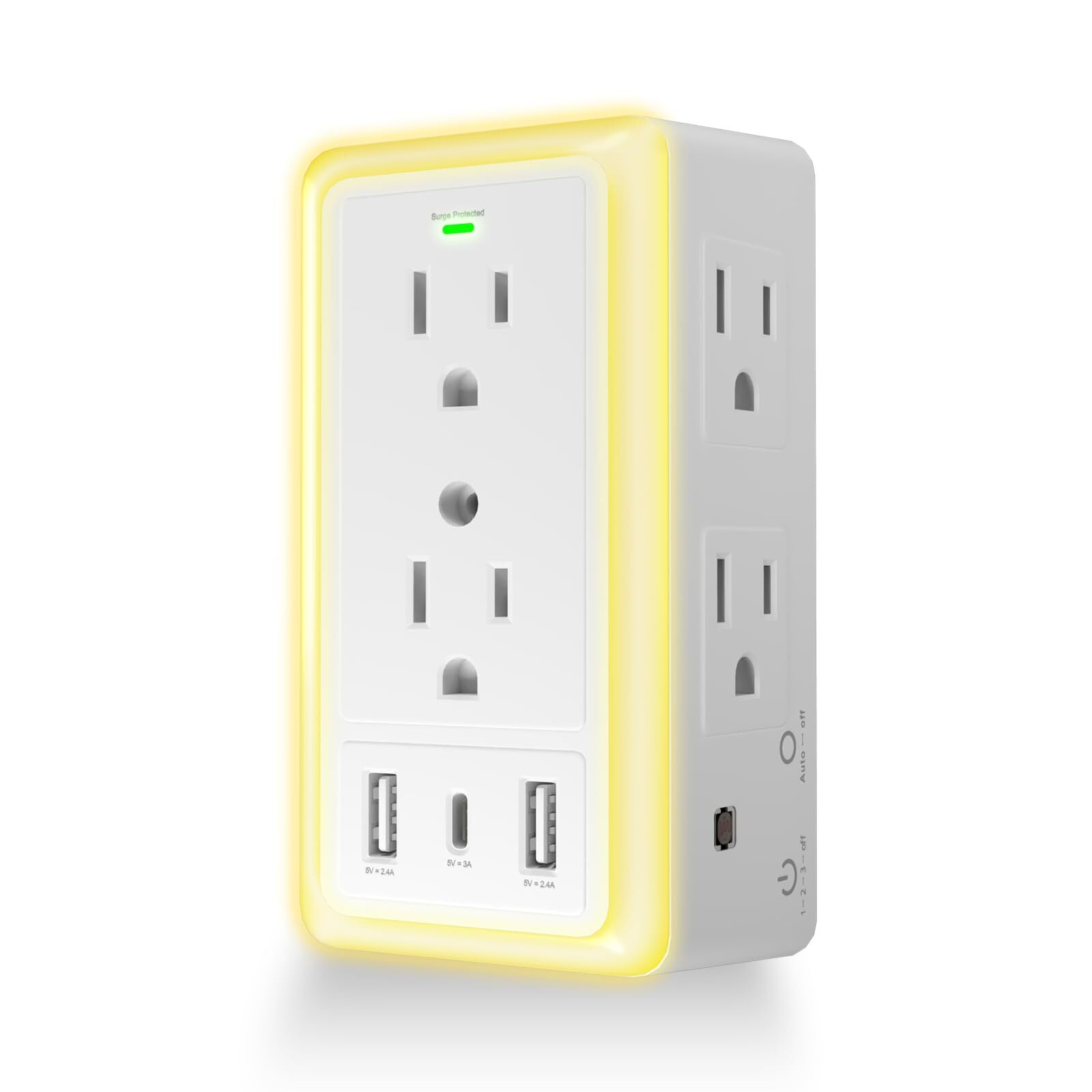 Surge Protector Outlet Extender, W LAIWO USB Wall Charger with 6 AC Multi Plug S-image